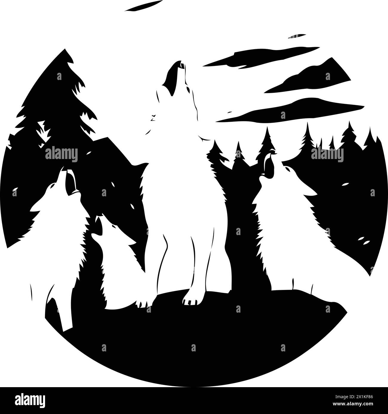 Illustration of a wolf howling at the moon. Vector illustration Stock ...