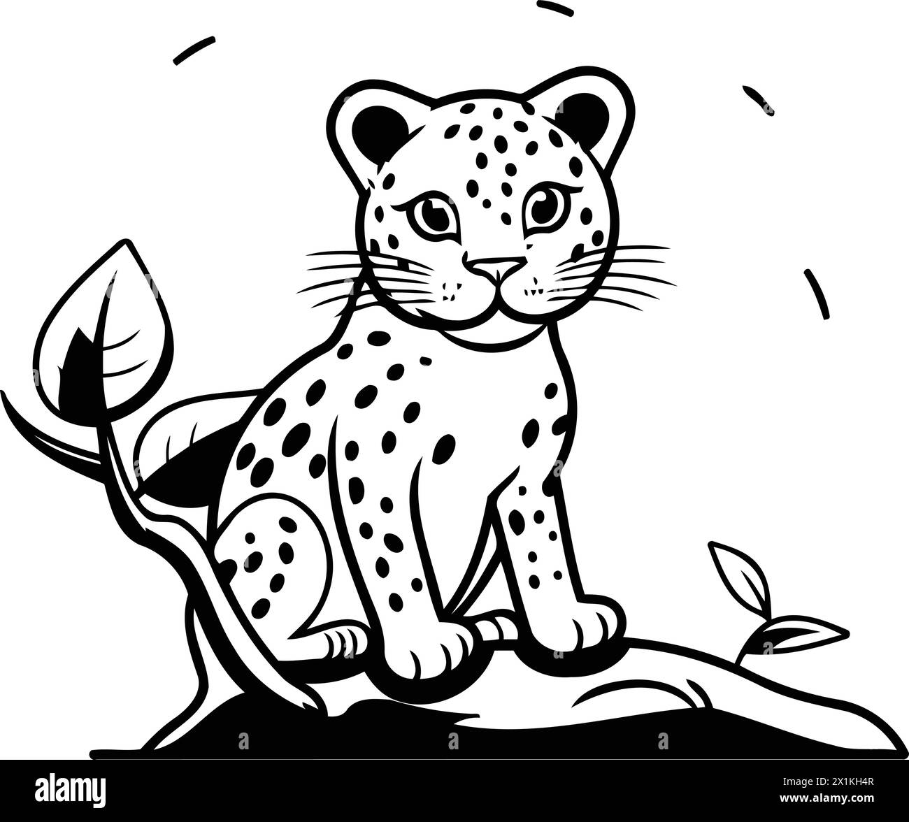 Cheetah sitting on a tree branch. Vector illustration in cartoon style ...