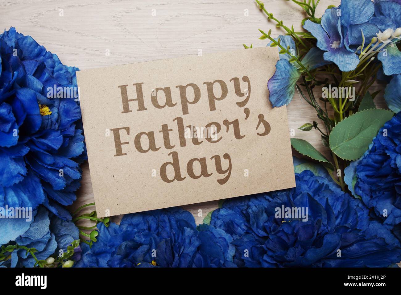 Happy Father's Day text message on paper card with flowers border frame ...