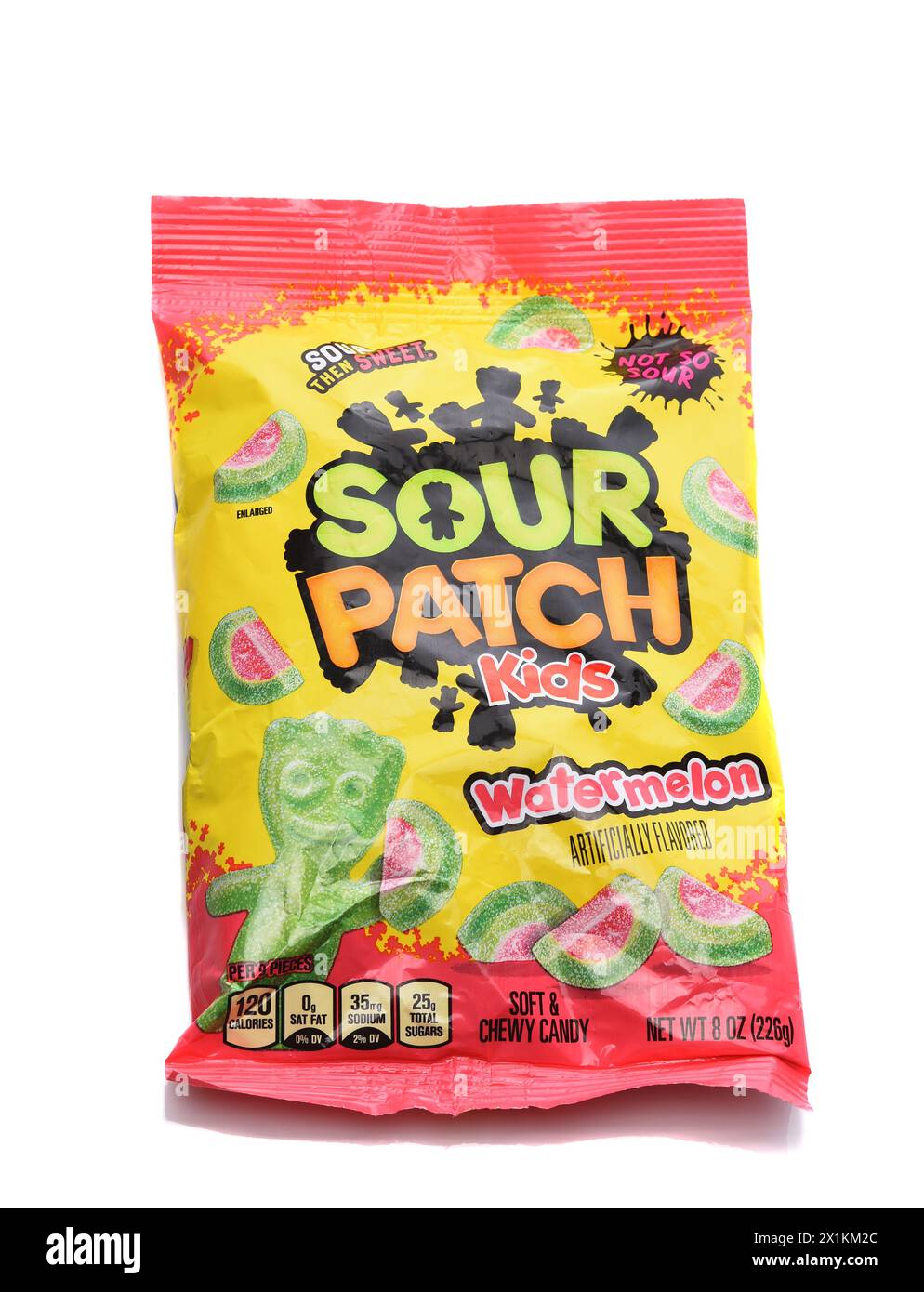 IRIVNE, CALIFORNIA - 1 APR 2024: A package of Sour Patch Kids Watermelon flavor candy. Stock Photo