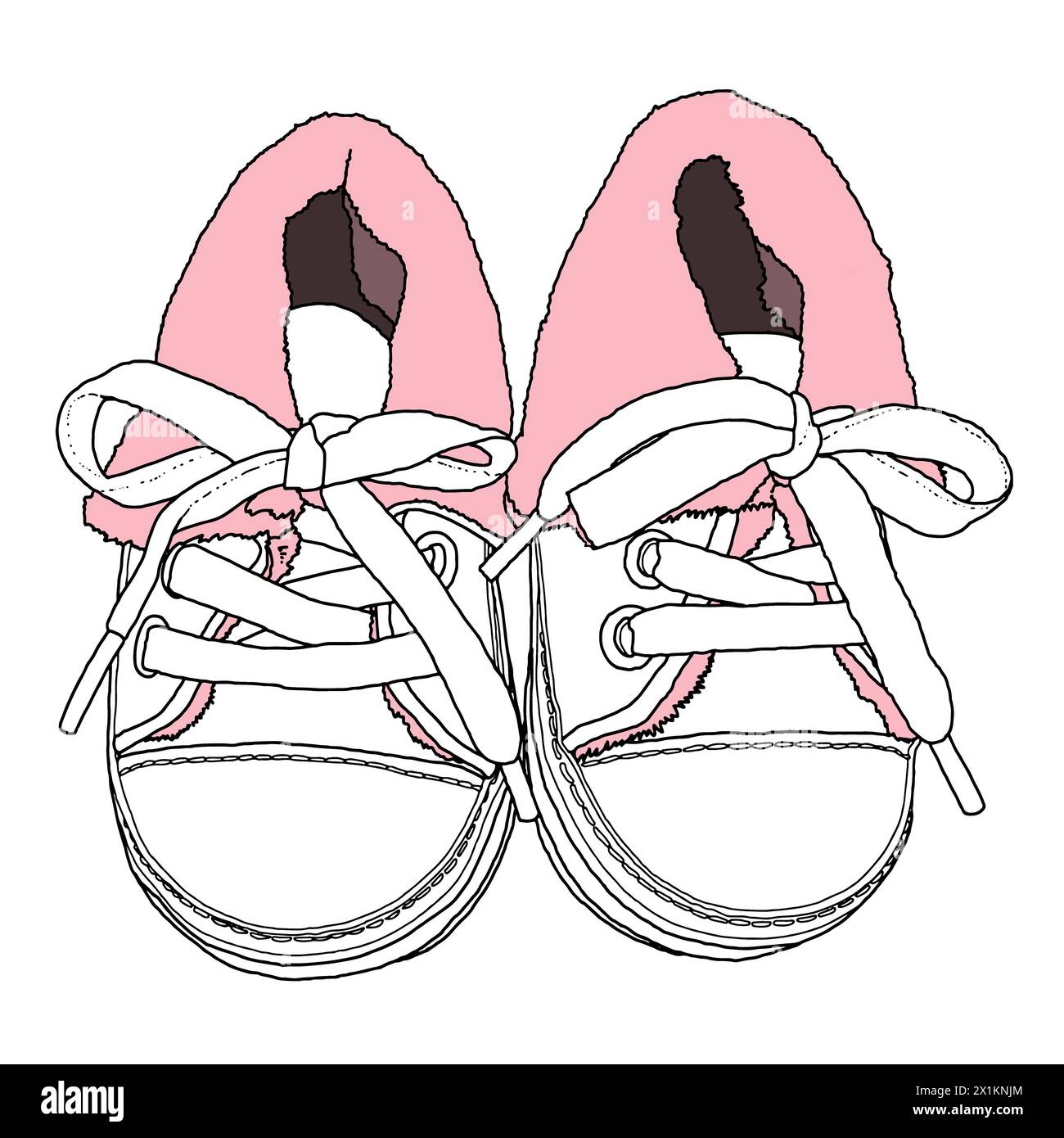 Baby shoes - hand-drawn illustration digitally colored on a white ...