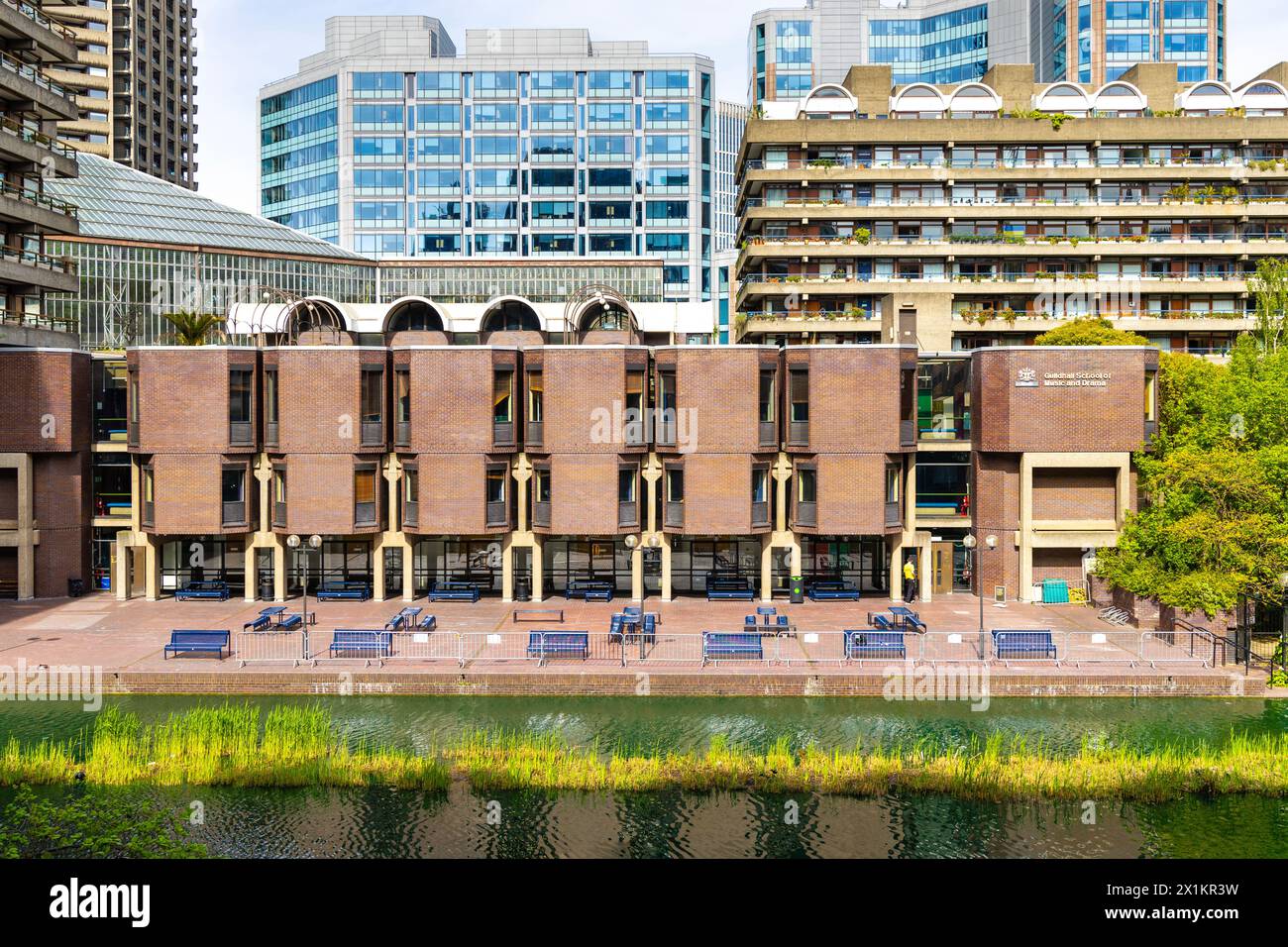 Exterior of the Guildhall School of Music and Drama at the Barbican Estate, London, England Stock Photo
