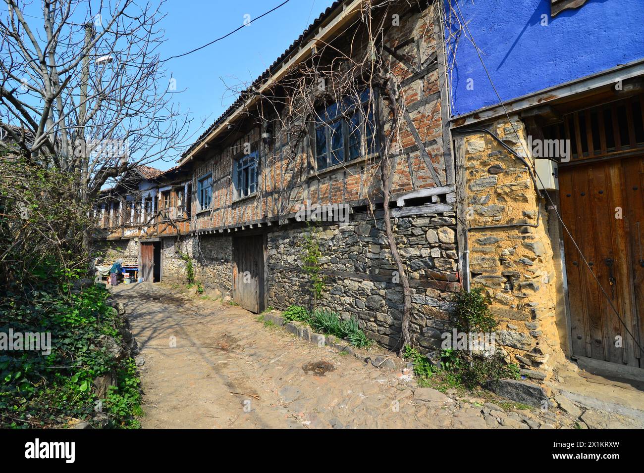 Located in Bursa, Turkey, Cumalikizik Village is a tourism village with 600-year-old Ottoman houses. Stock Photo
