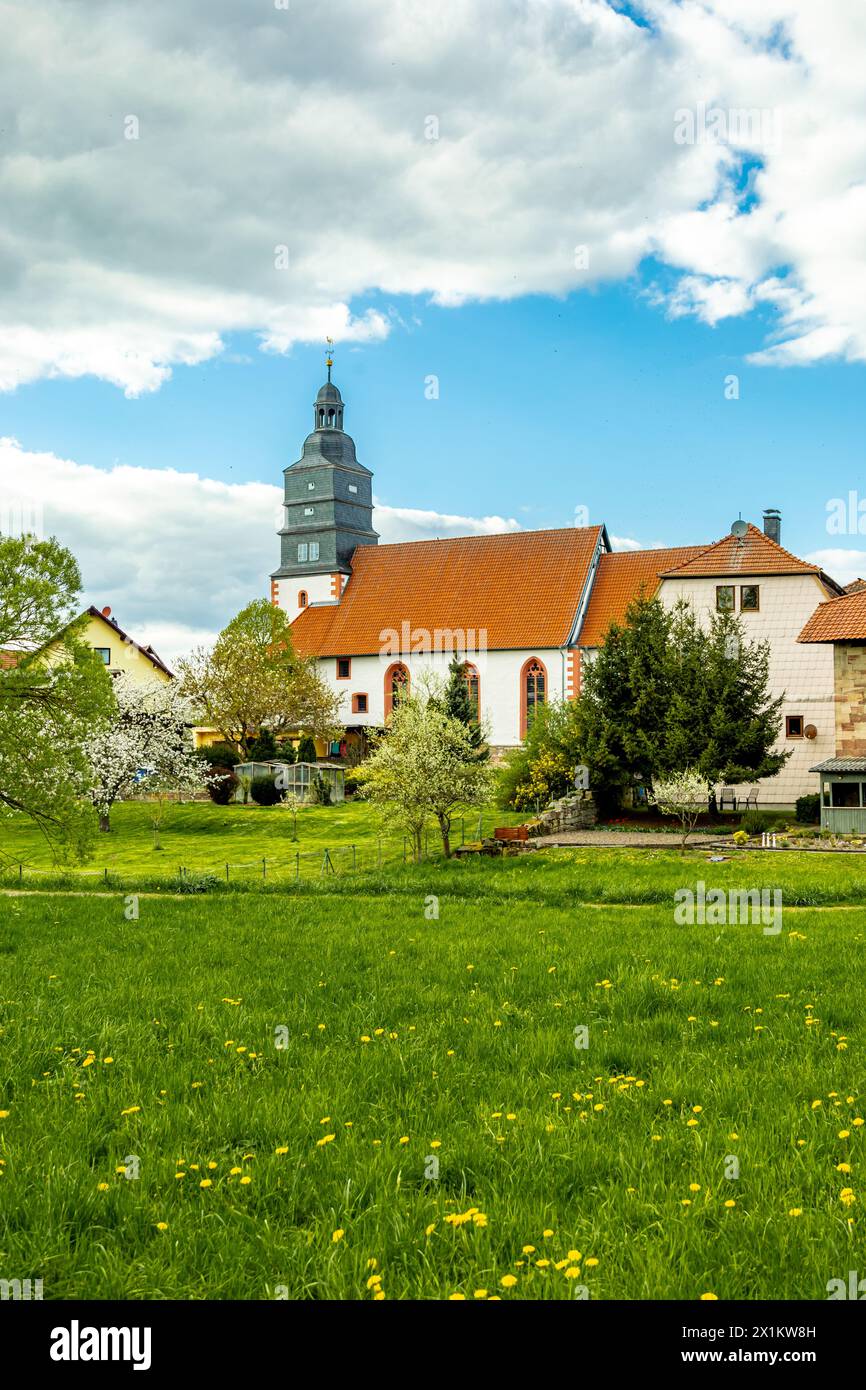 Spring hike around the Breitungen lakes in fantastic sunshine - Thuringia - Germany Stock Photo
