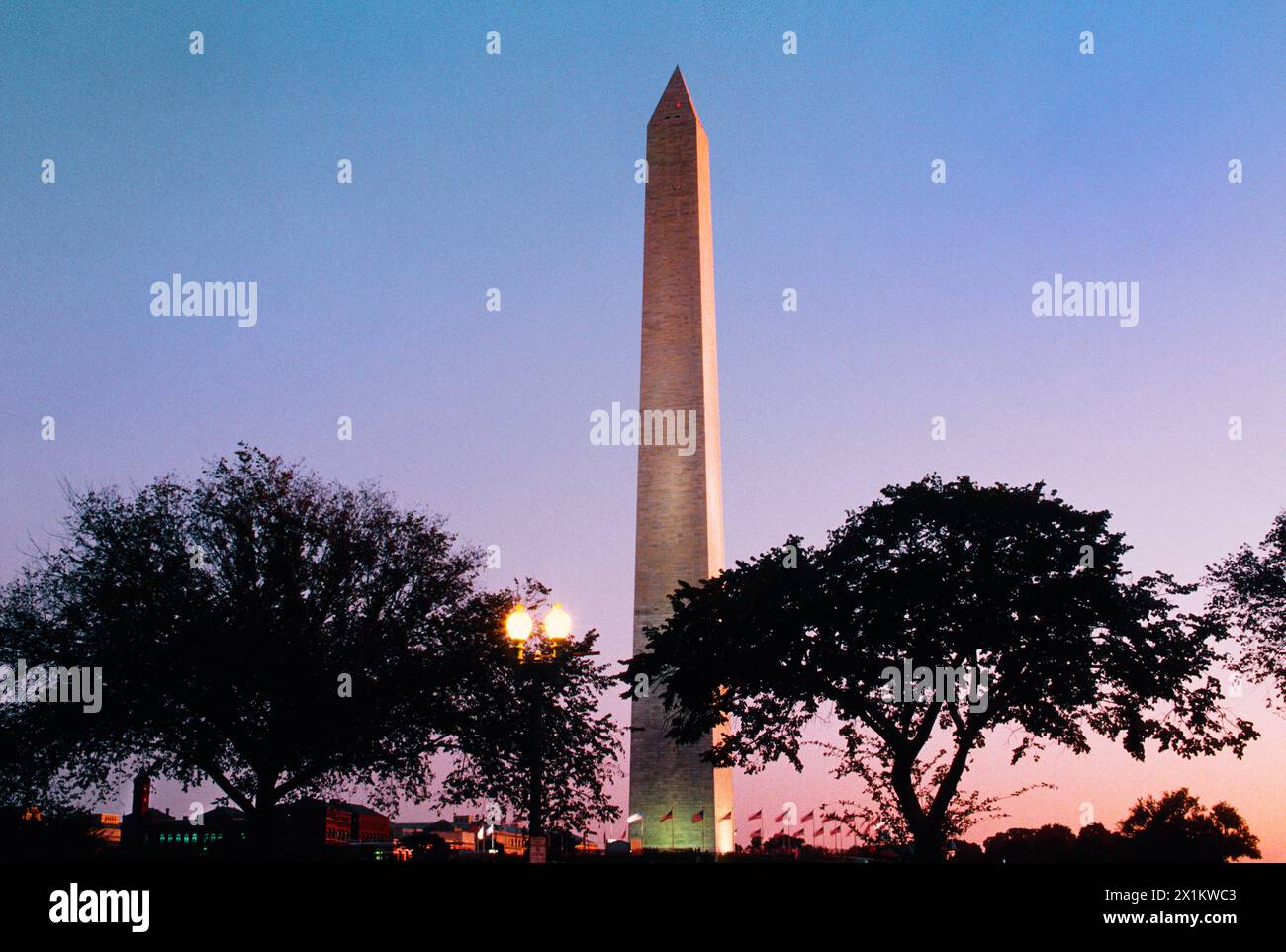 George Washington Memorial Monument Washington DC, USA. National Mall landmark. Sunset or night. Stock Photo