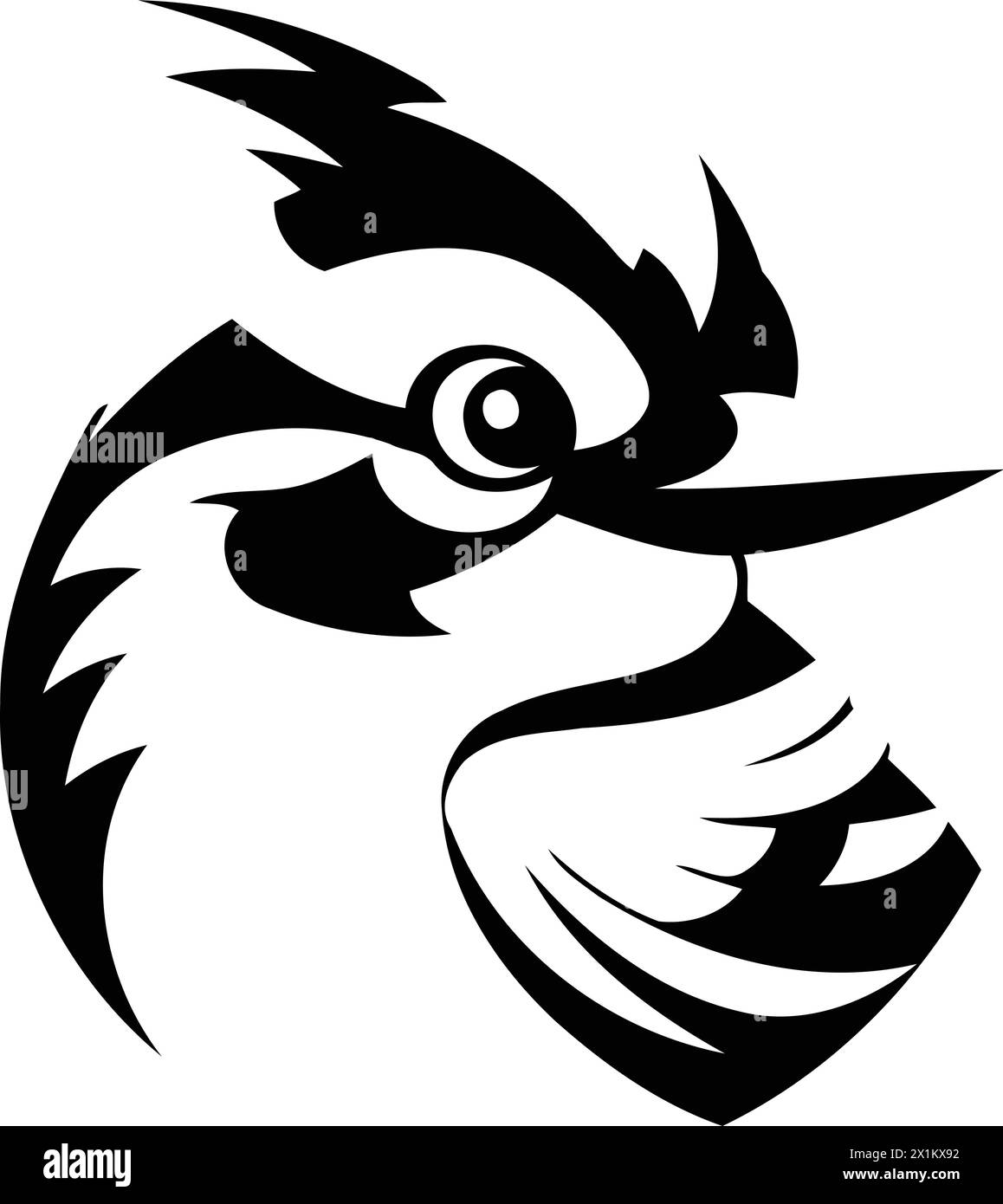 Blue jay bird head vector Illustration isolated on a white background. Stock Vector