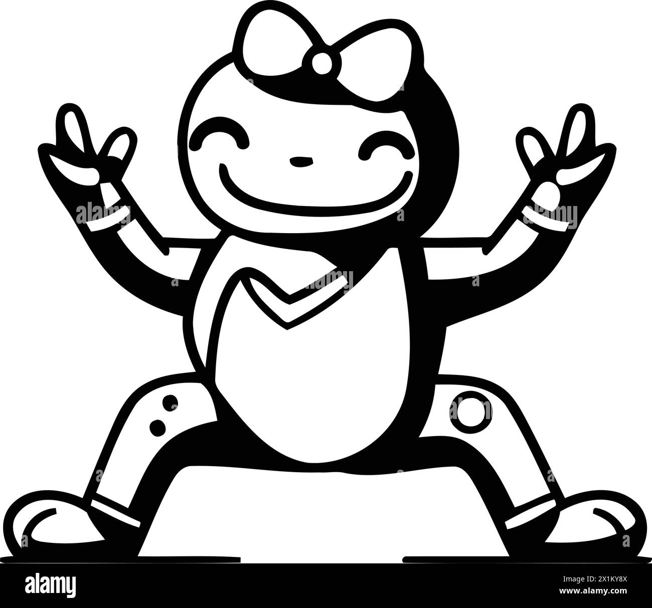 Cartoon cute frog illustration Black and White Stock Photos & Images ...