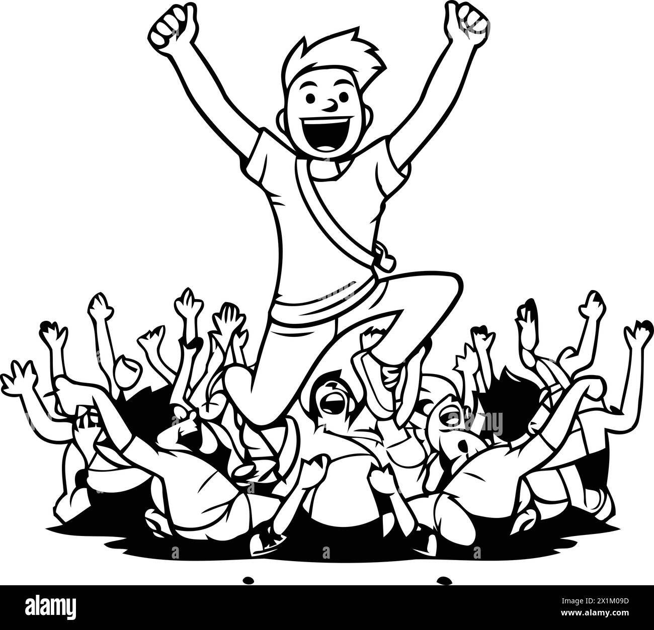 Crowd of happy people dancing at a party. Vector illustration Stock ...