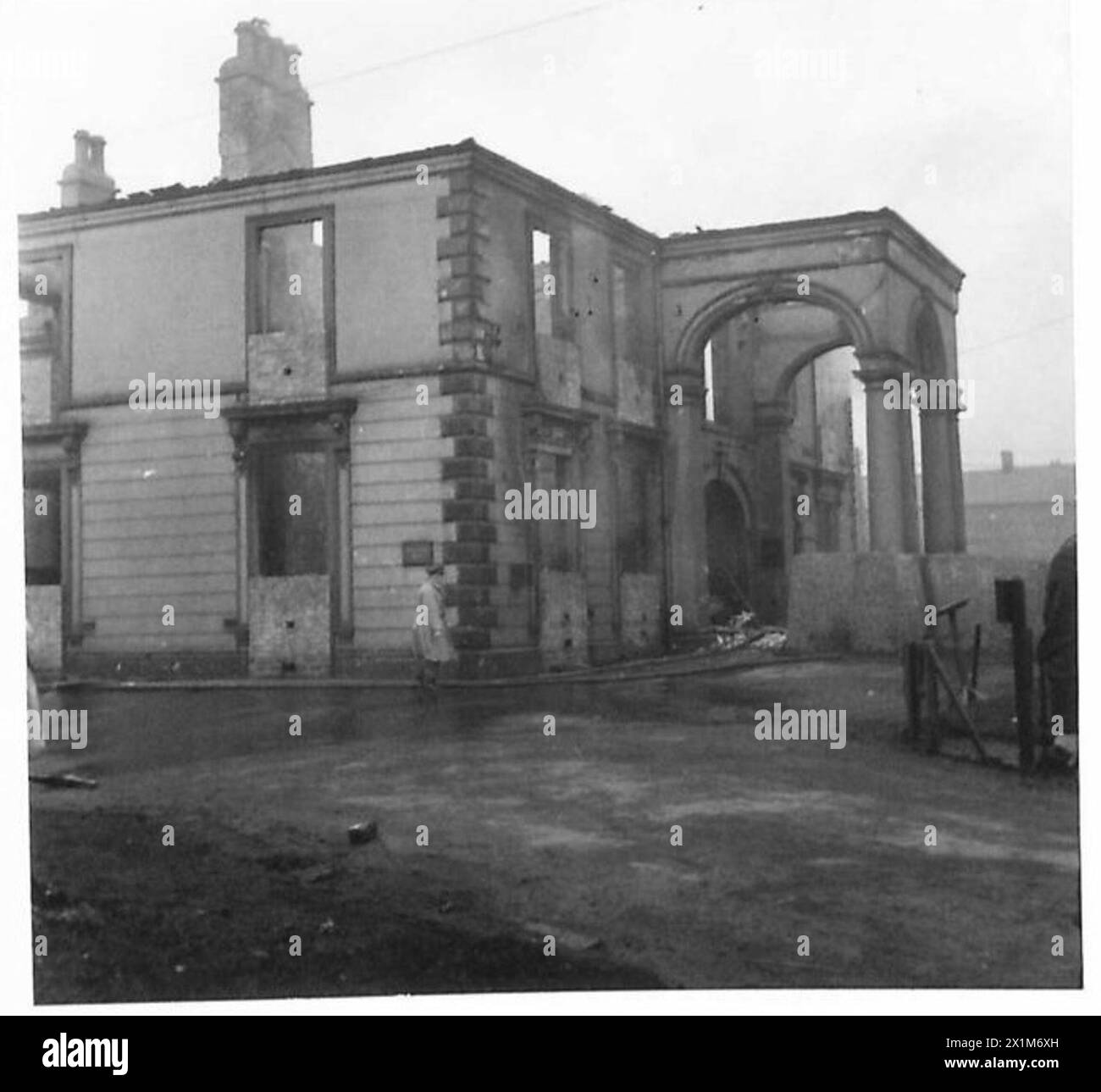 Victoria Barracks in Belfast shows damage to War Department property, British Army. Stock Photo