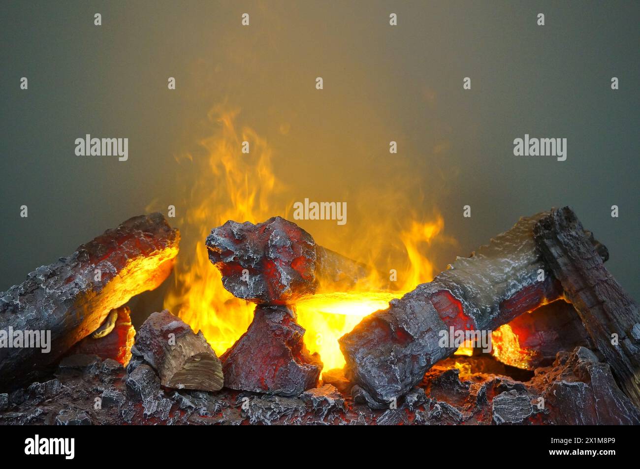 Electric water vapor steam fireplace Stock Photo