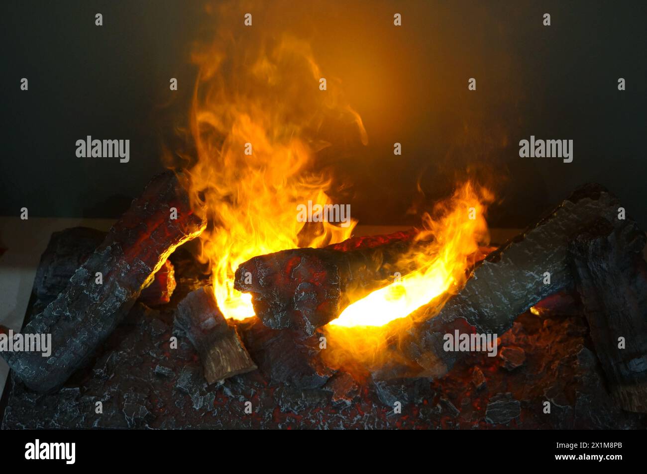 Electric water vapor steam fireplace Stock Photo