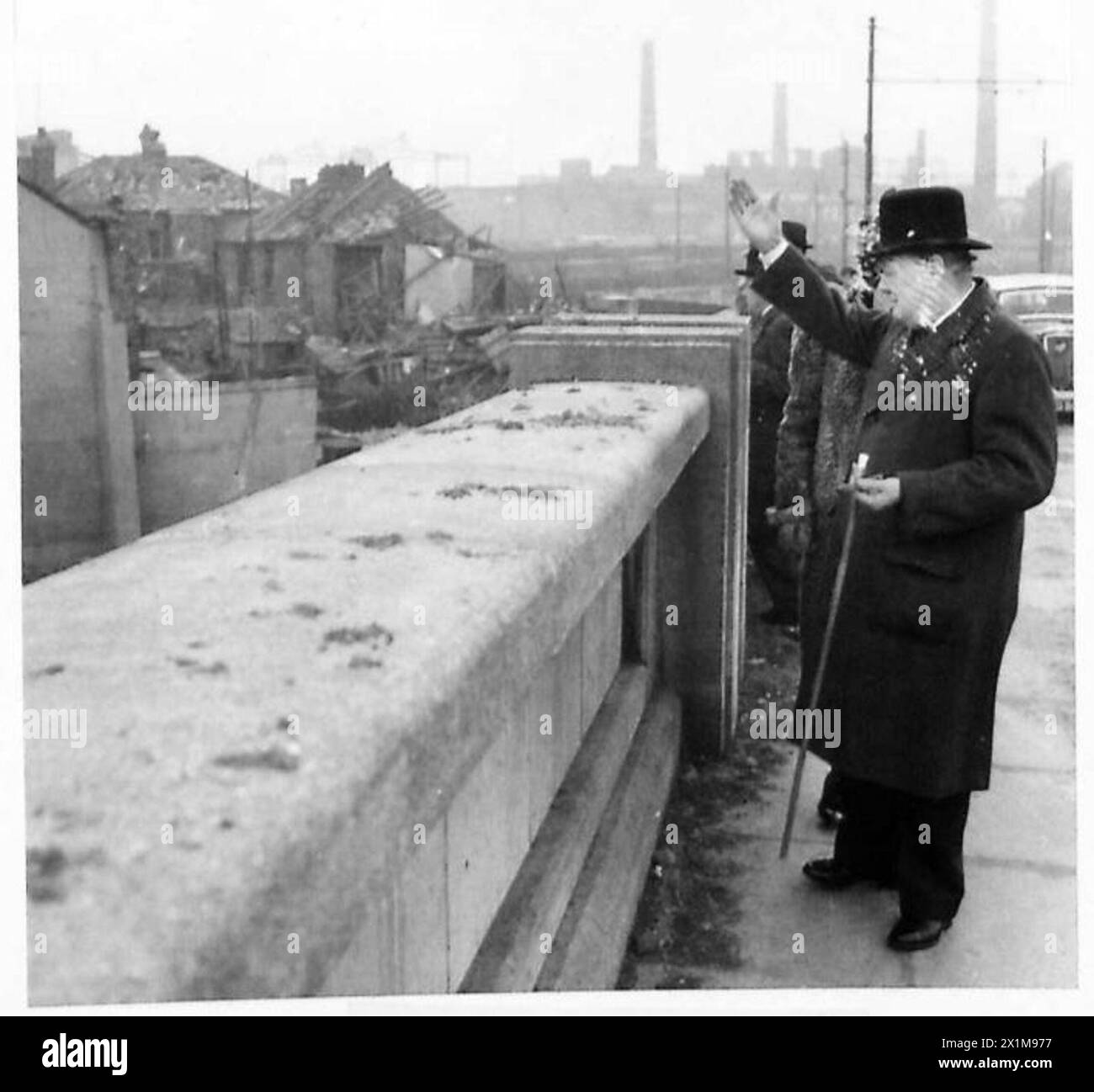 THE PRIME MINISTER VISIT LONDON'S DOCKS - Mr. Winston Churchill waving
