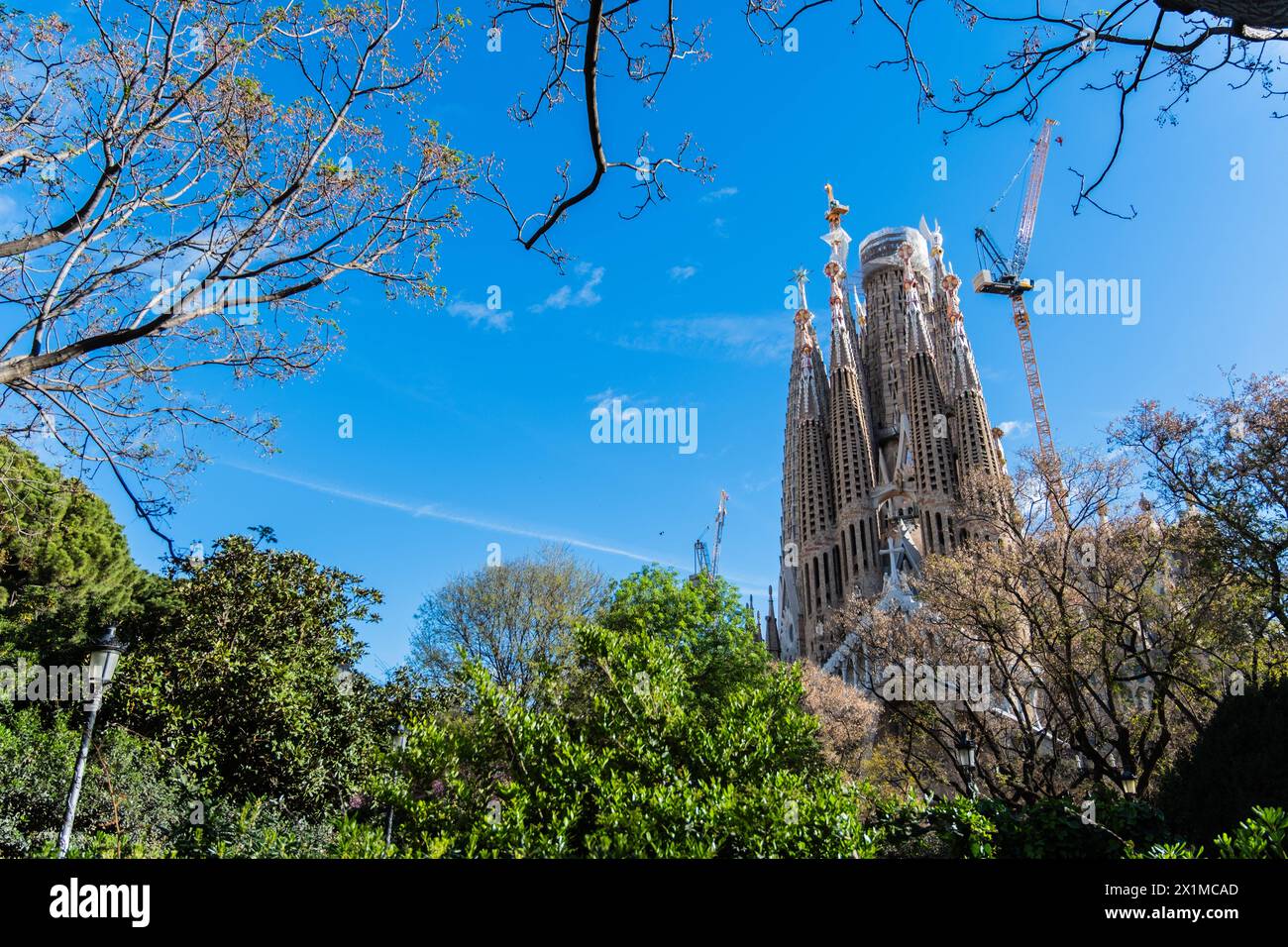 Türme der im Bau befindlichen Basalika Sagrada Familia, römisch-katholische Basilika von Antoni Gaudi in Barcelona, Spanien Barcelona Katalonien Spani Stock Photo