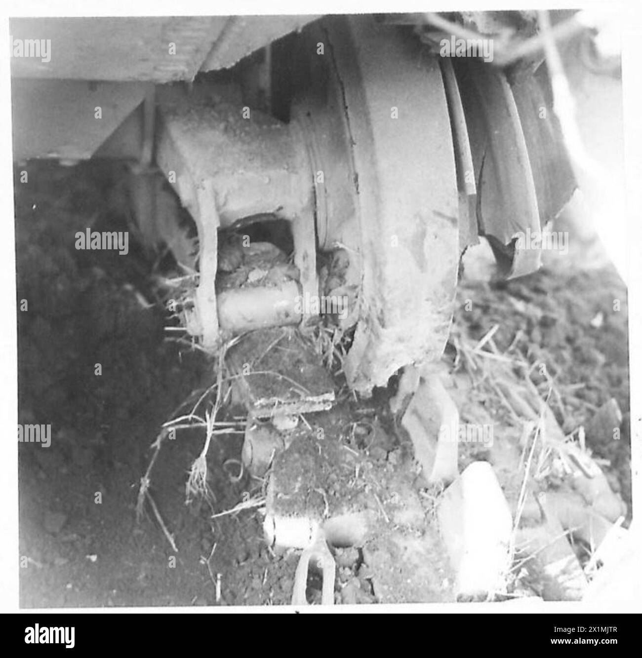 Various photographs document damage caused by military tests, including ...