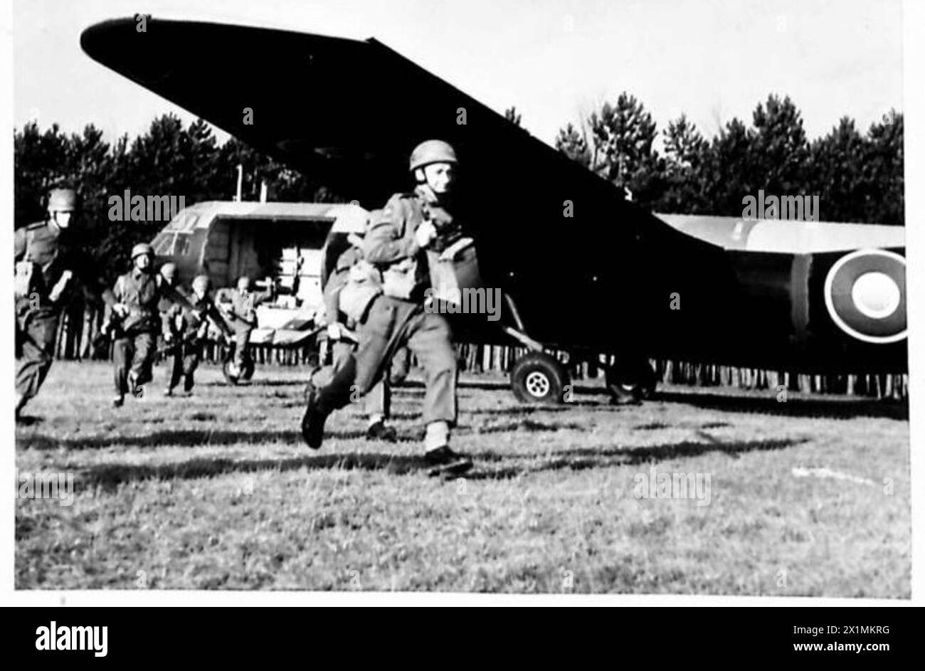 BRITISH GLIDER TROOPS IN TRAINING An idea of the immense wing span of