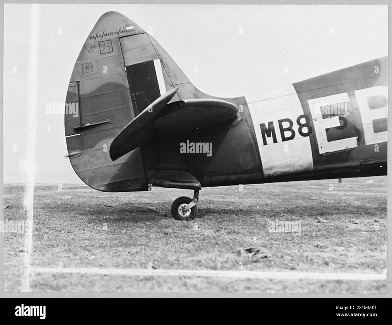 Spitfire Mark XII on display, highlighting the newly shaped fin and ...