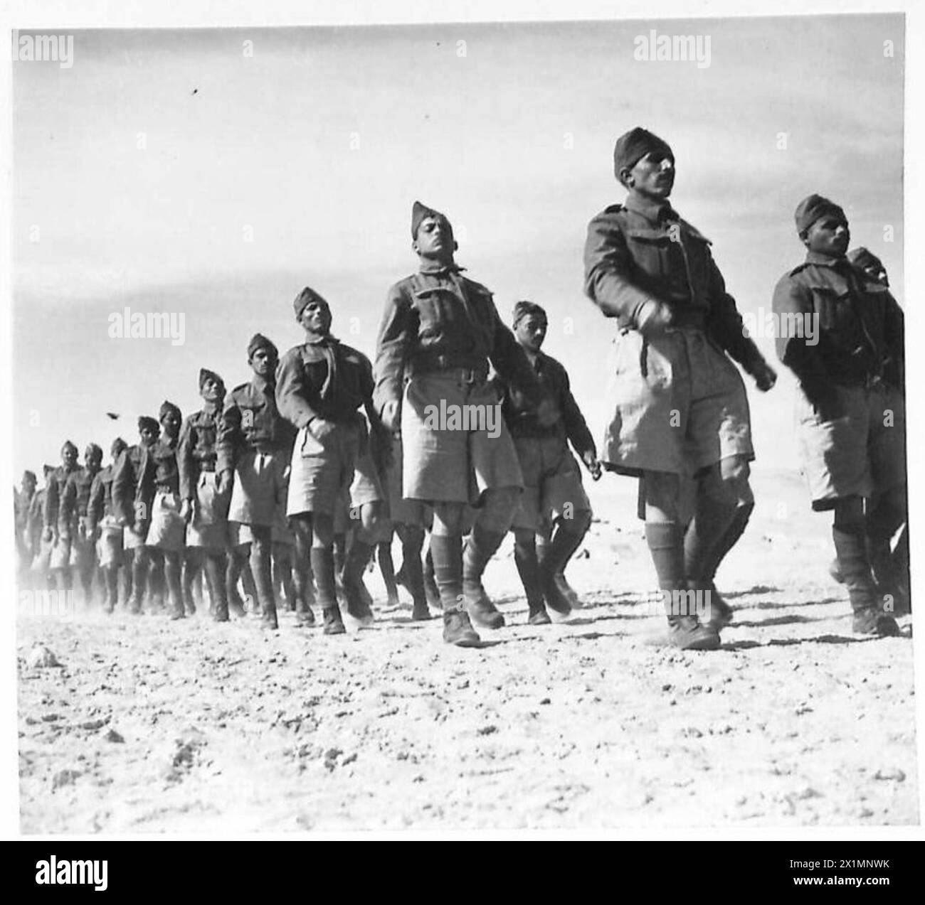 PICTURES TAKEN OF THE SENOUSSI BATTALION IN TRAINING - These are recruits of two weeks' training and they are seen at marching drill at the Camp, British Army Stock Photo