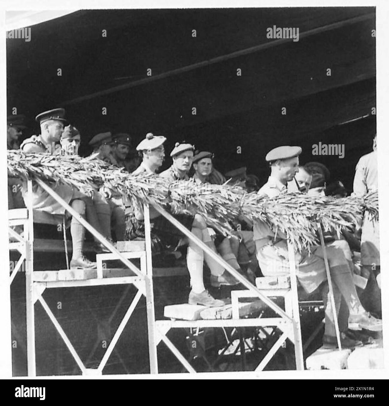N. AFRICA (BEJA) RACE MEETING - British officers watch the races from the Grandstand, British Army Stock Photo