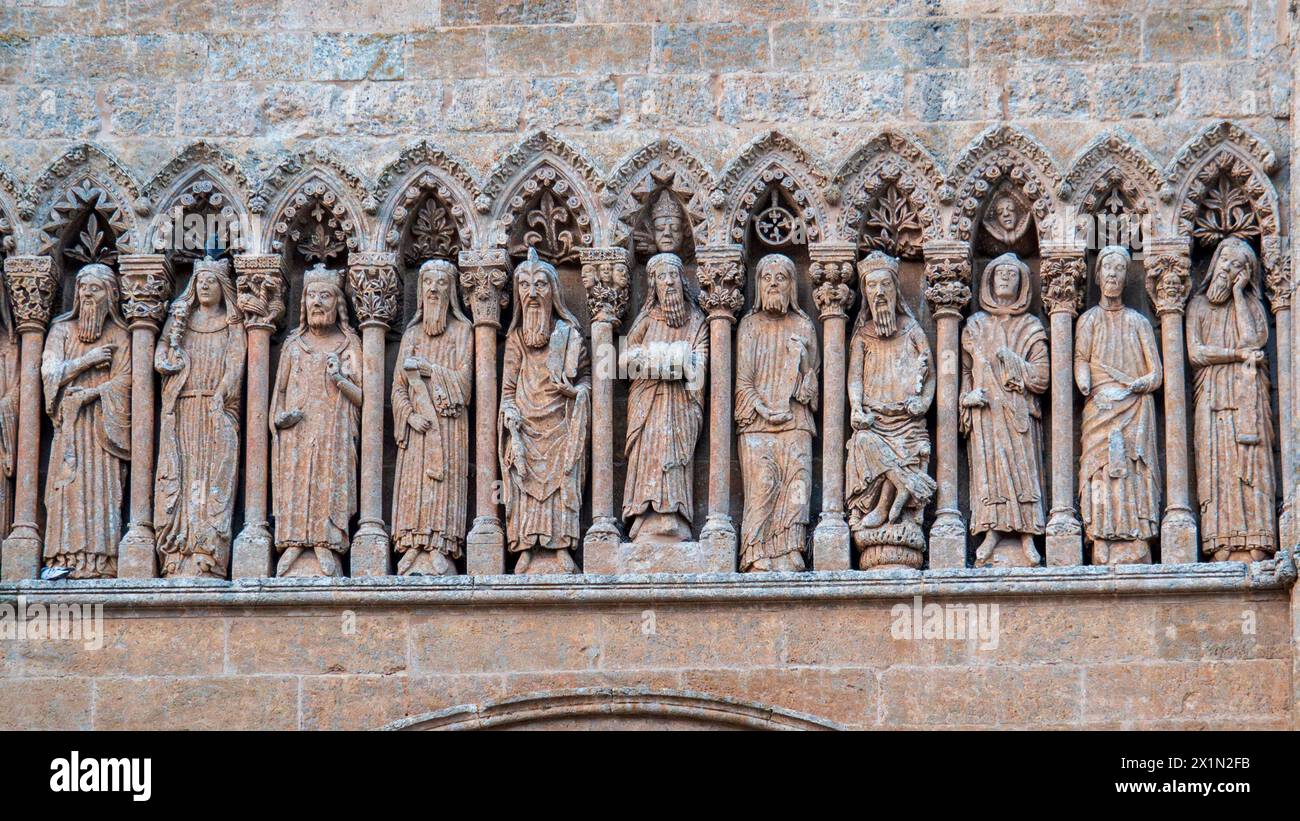 Gothic frieze of the cathedral of Ciudad Rodrigo, Salamanca Stock Photo