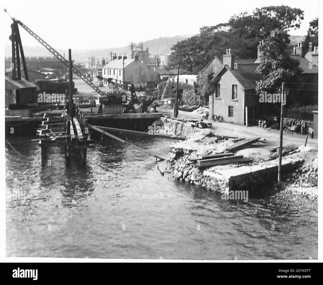 PROGRESS WORK ON LARNE JETTY General view of sheet piling site