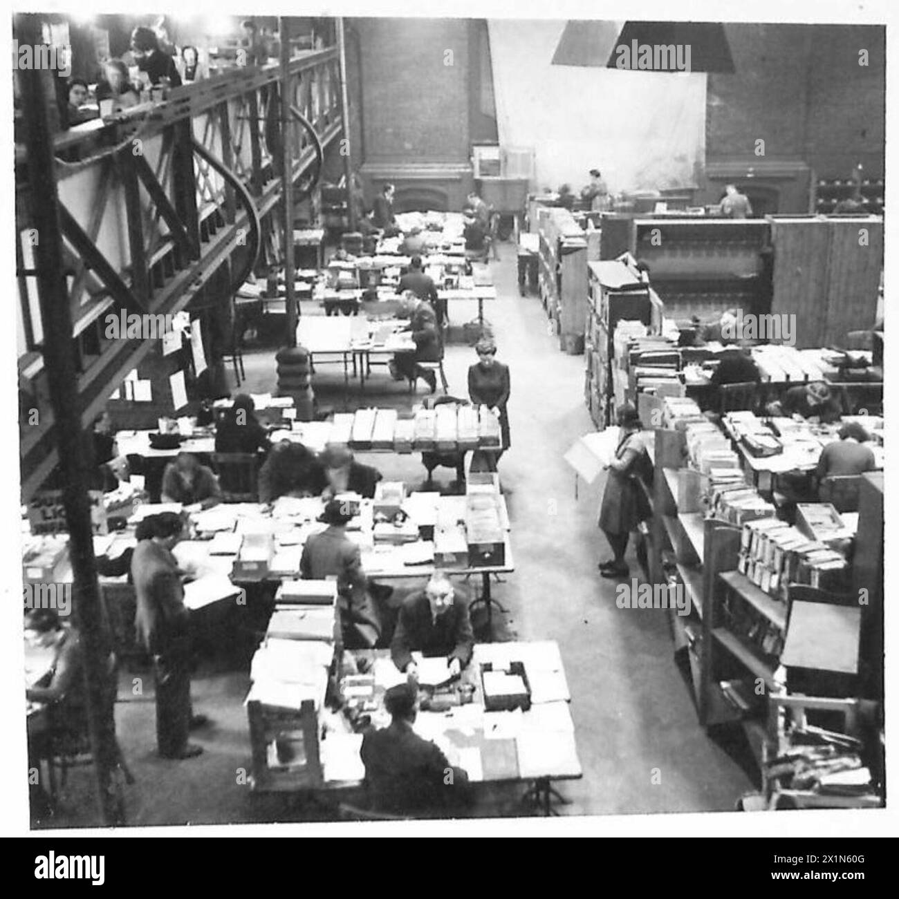 AN ARMY RECORDS OFFICE A general view of the huge Records Office, which is a converted drill