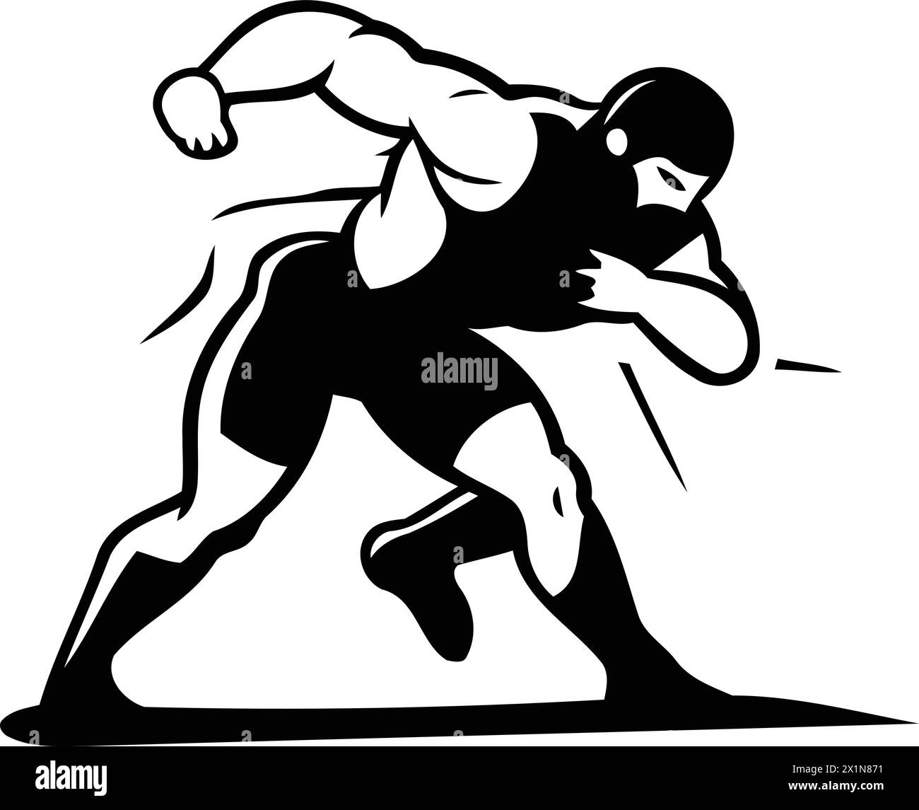 Vector illustration of a strong man running with a rope viewed from side set inside circle on isolated background in retro style. Stock Vector