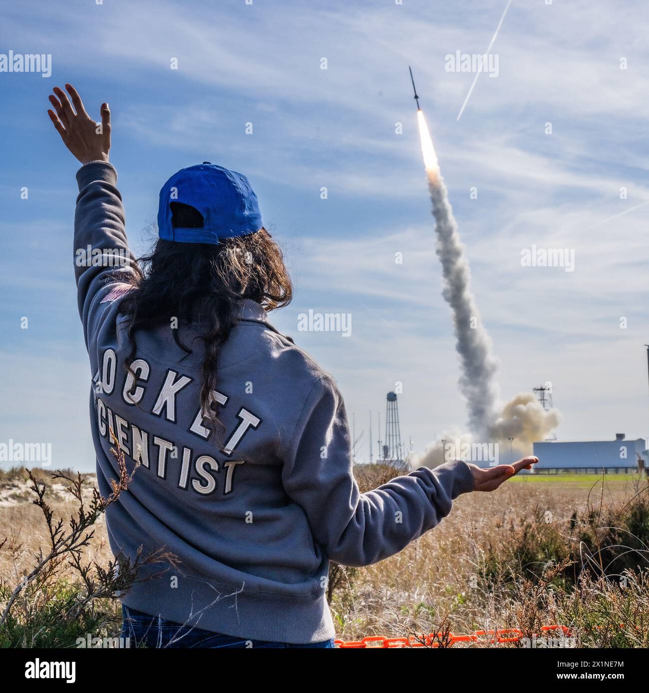Virginia, USA. 8th Apr, 2024. NASA Engineer CINDY FUENTES ROSAL waves ...