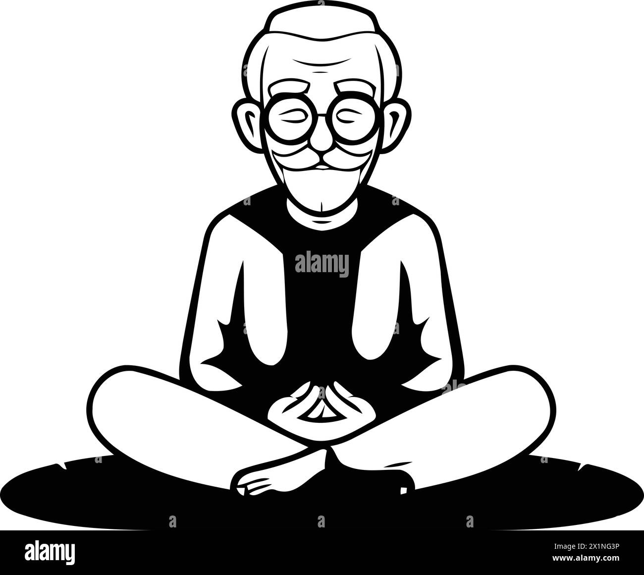 Old man sitting in lotus position. Isolated vector illustration Stock ...