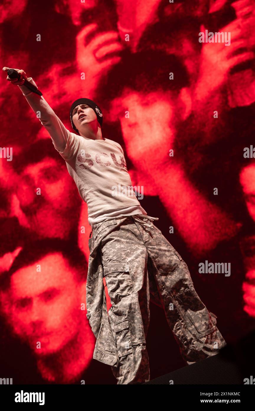 London, United Kingdom. 16th April 2024. The Kid LAROI on stage at Alexandra Palace. Cristina