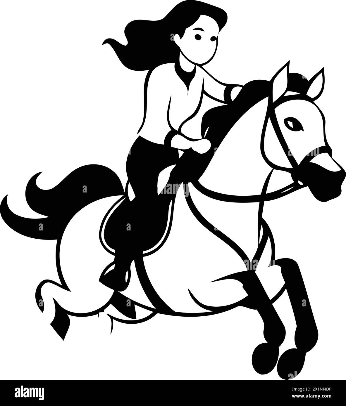 Girl riding a horse. Equestrian sport. Vector illustration Stock Vector ...