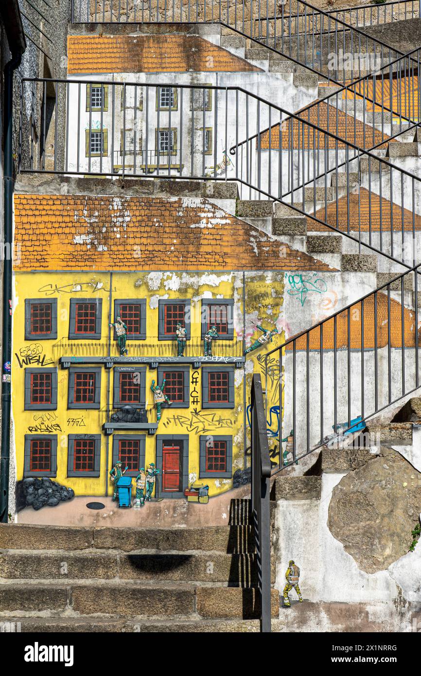 Paintings or engravings on a street in Vila Nova de Gaia-portugal Stock Photo