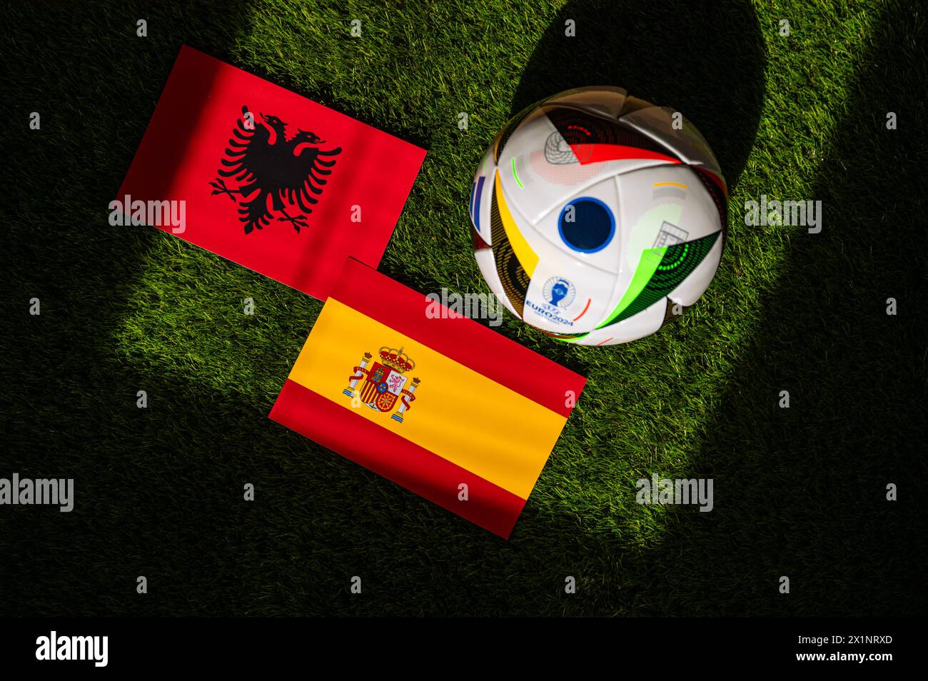 LEIPZIG, GERMANY, APRIL 17, 2024 Albania vs Spain, Euro 2024 Group B