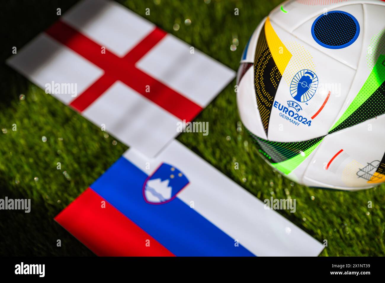 LEIPZIG, GERMANY, APRIL 17, 2024 England vs Slovenia, Euro 2024 Group C football match at