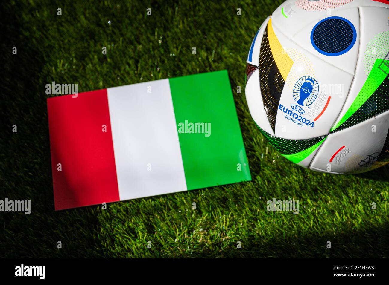 BERLIN, GERMANY, APRIL 17, 2025 Italy national flag and official