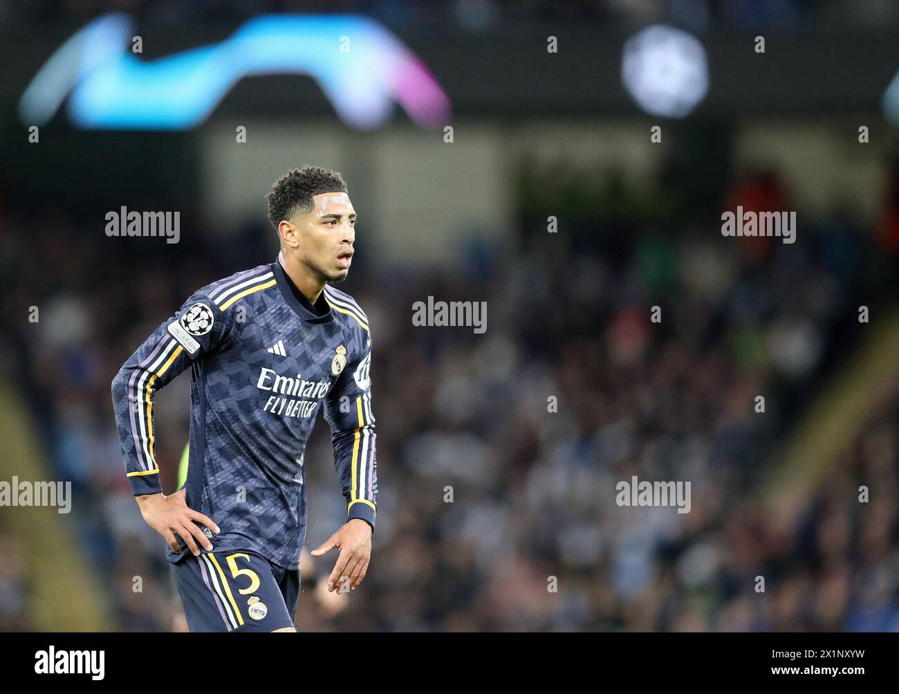 Etihad Stadium, Manchester, UK. 17th Apr, 2024. Champions League Football, Quarter Final, Manchester City versus Real Madrid; Jude Bellingham of Real Madrid Credit: Action Plus Sports/Alamy Live News Stock Photo