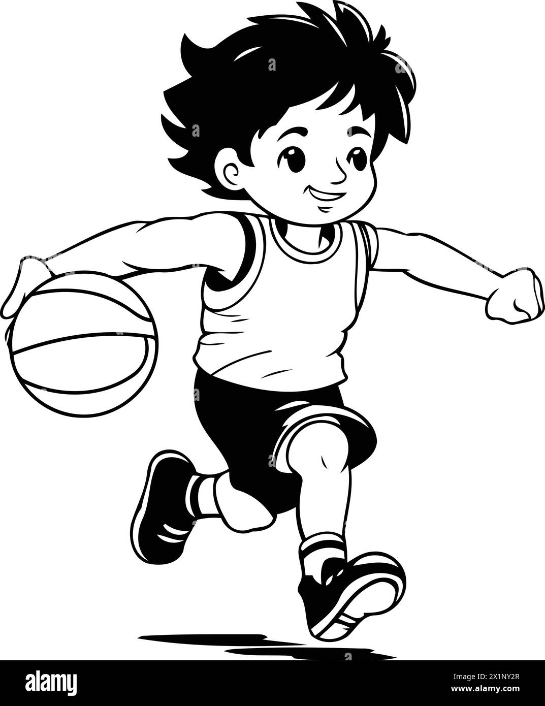 Cartoon boy playing basketball. Vector illustration of a boy playing ...