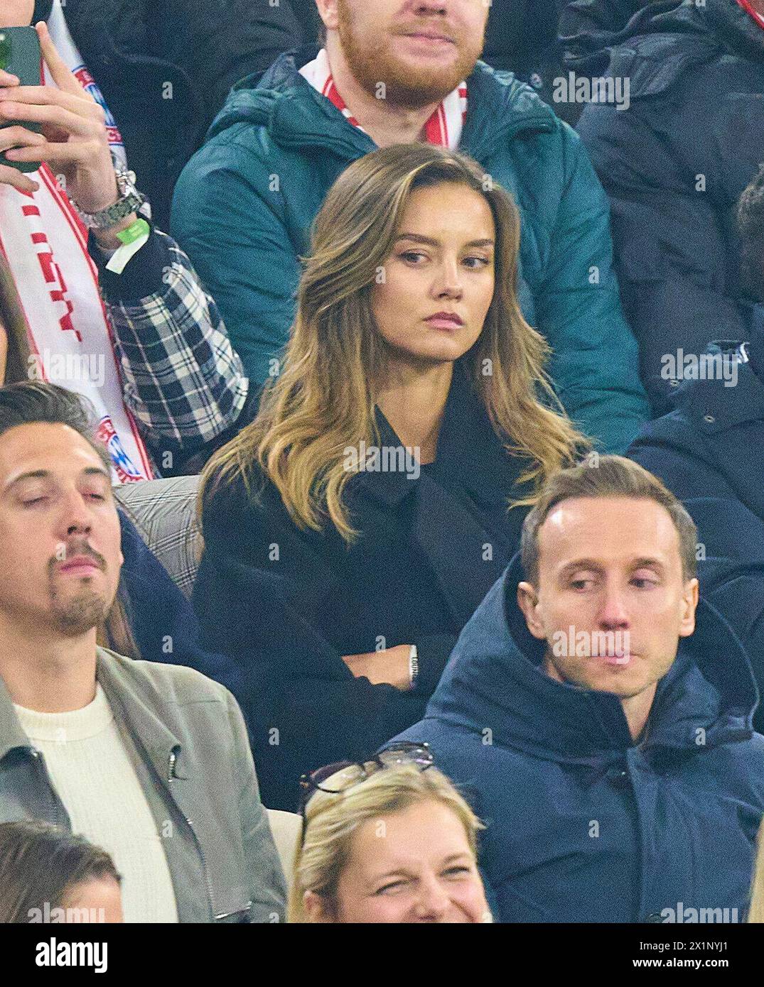 Sophia Weber, girlfriend of Kai Havertz, in the quarter final match   FC BAYERN MUENCHEN - FC ARSENAL LONDON of football UEFA Champions League in season 2023/2024 in Munich, Apr 17, 2024.  Viertelfinale,, FCB, Muenchen Photographer: ddp images / star-images Stock Photo