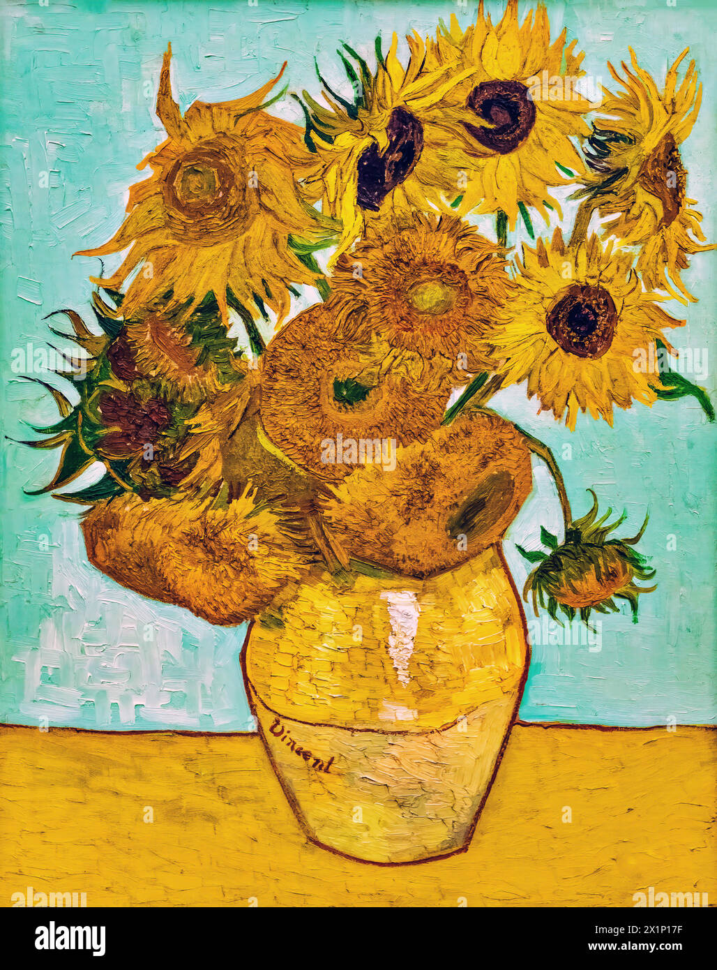 Sunflowers, 1888 (Painting) Artist Gogh, Vincent van (1853-90) Dutch. Stock Vector