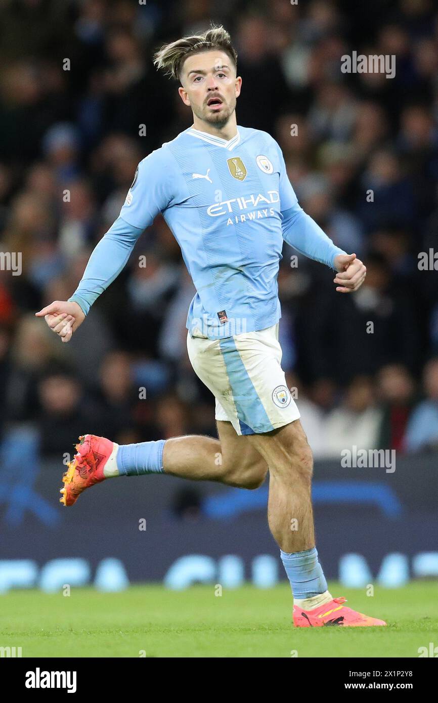 Etihad Stadium, Manchester, UK. 17th Apr, 2024. Champions League Football, Quarter Final, Manchester City versus Real Madrid; Jack Grealish of Manchester City Credit: Action Plus Sports/Alamy Live News Stock Photo