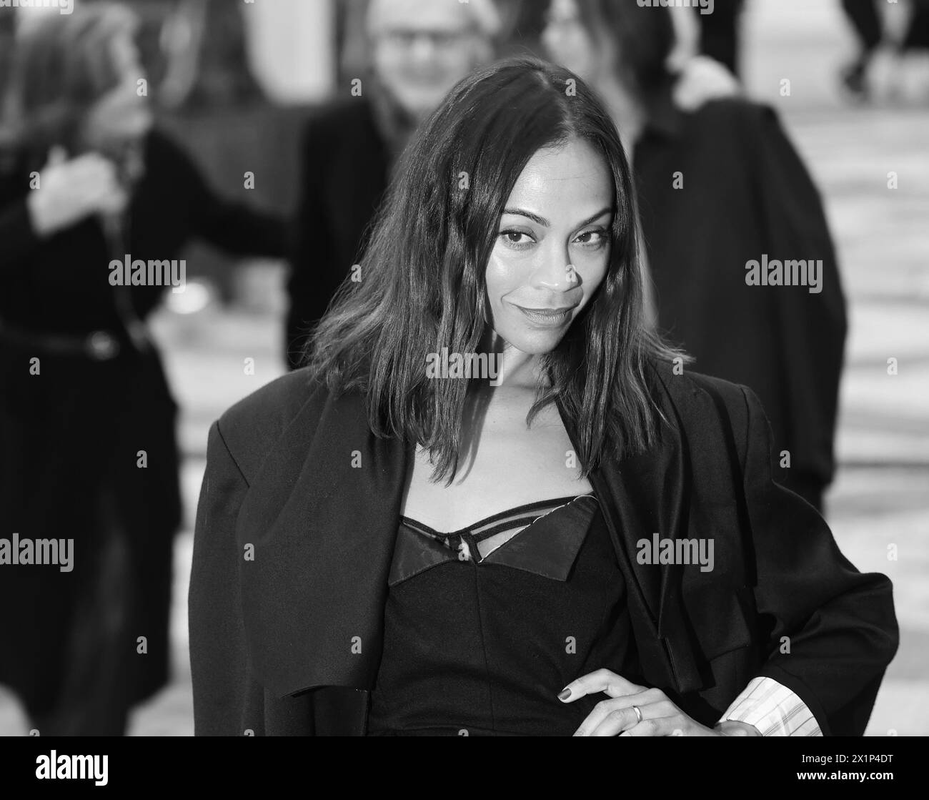 Venice, Italy. 17th Apr, 2024. Private event organized by Mr. and Mrs Pinault at the Giorgio Cini Foundation in Venice In the photo: Zoe Saldana Credit: Independent Photo Agency/Alamy Live News Stock Photo