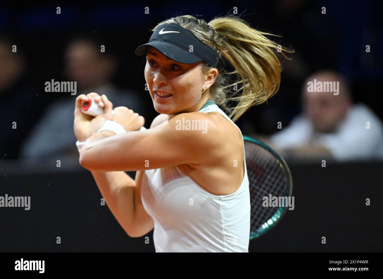 Stuttgart, Germany. 17th Apr, 2024. Tennis: WTA Tour - Stuttgart, singles, women, 1st round. Badosa (Spain) - Sabalenka. Paula Badosa in action. Credit: Marijan Murat/dpa/Alamy Live News Stock Photo
