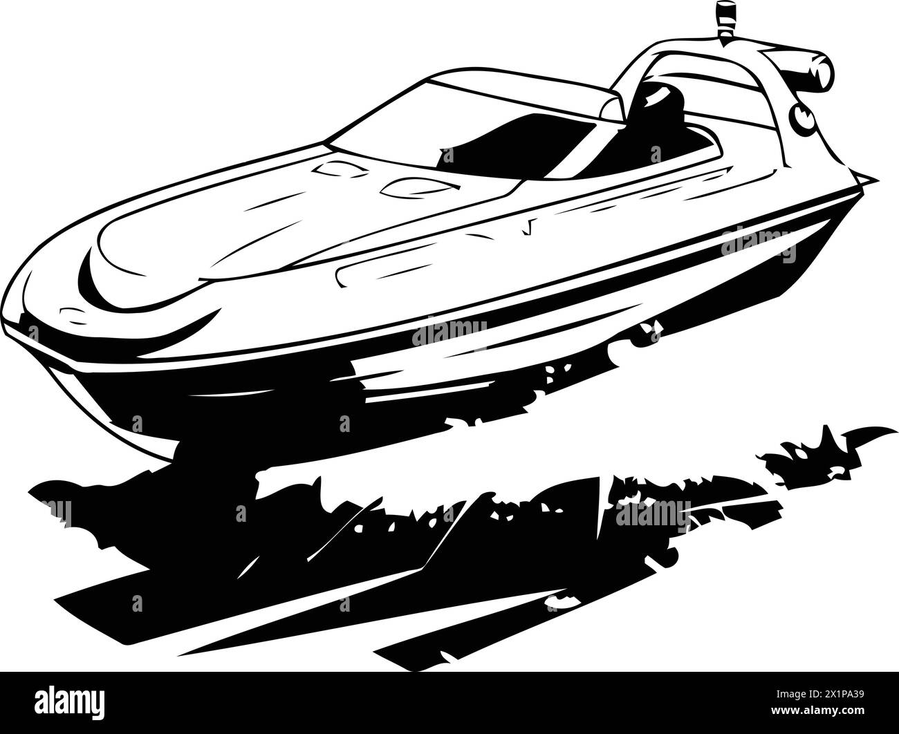 Vector illustration of a speedboat on the background of the sea Stock ...