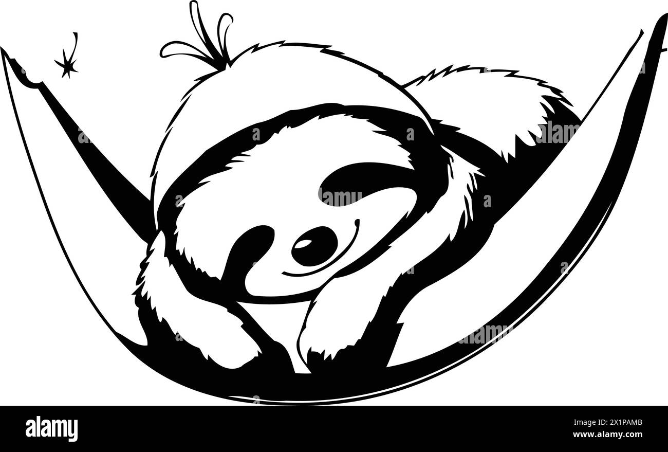 Cute cartoon sloth sleeping in hammock. Vector illustration Stock