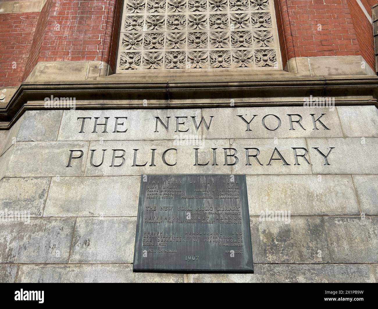 New York Public Library, Jefferson Market Courthouse Branch, exterior view, New York City, New York, USA Stock Photo