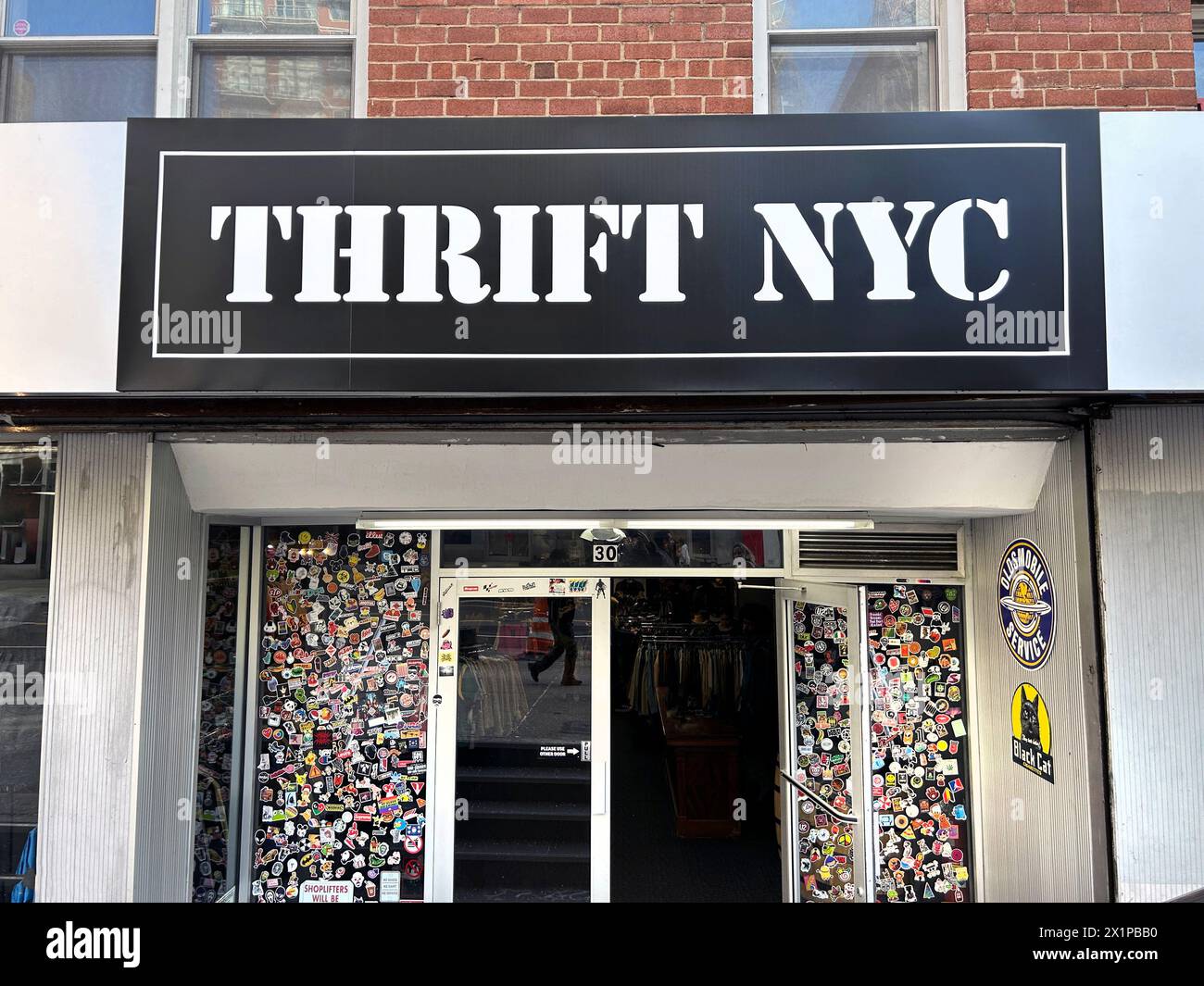 Thrift thrift store, exterior view, New York City, New York, USA Stock Photo