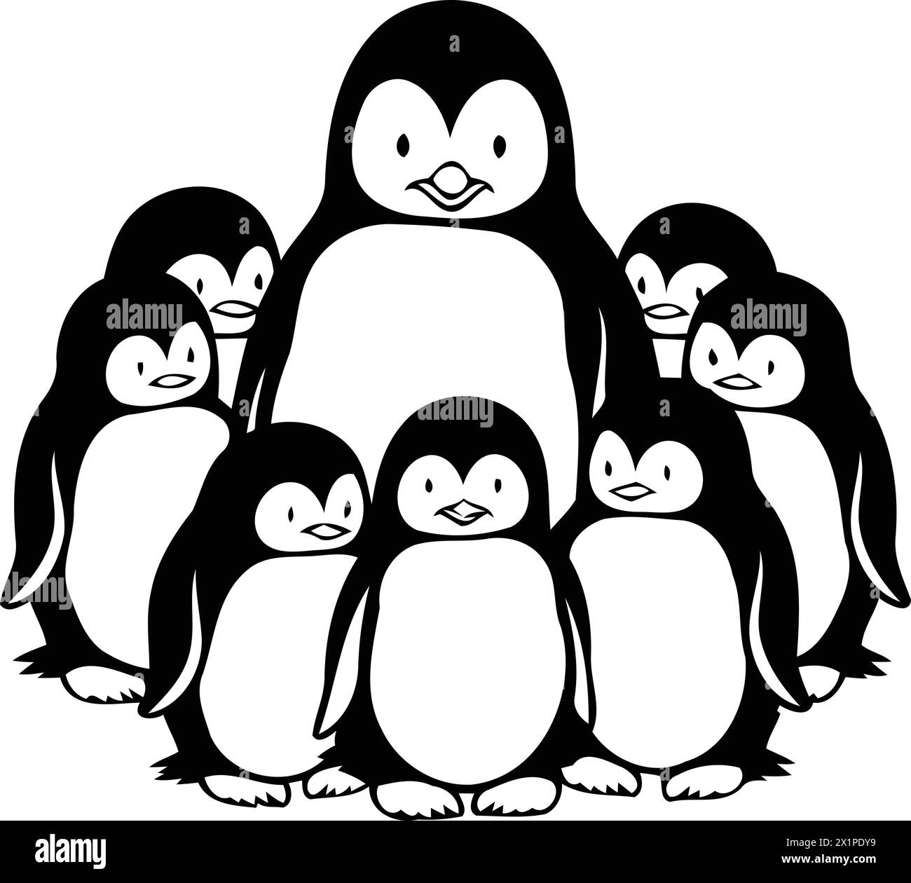 Penguins family. Cute cartoon penguins. Vector illustration Stock