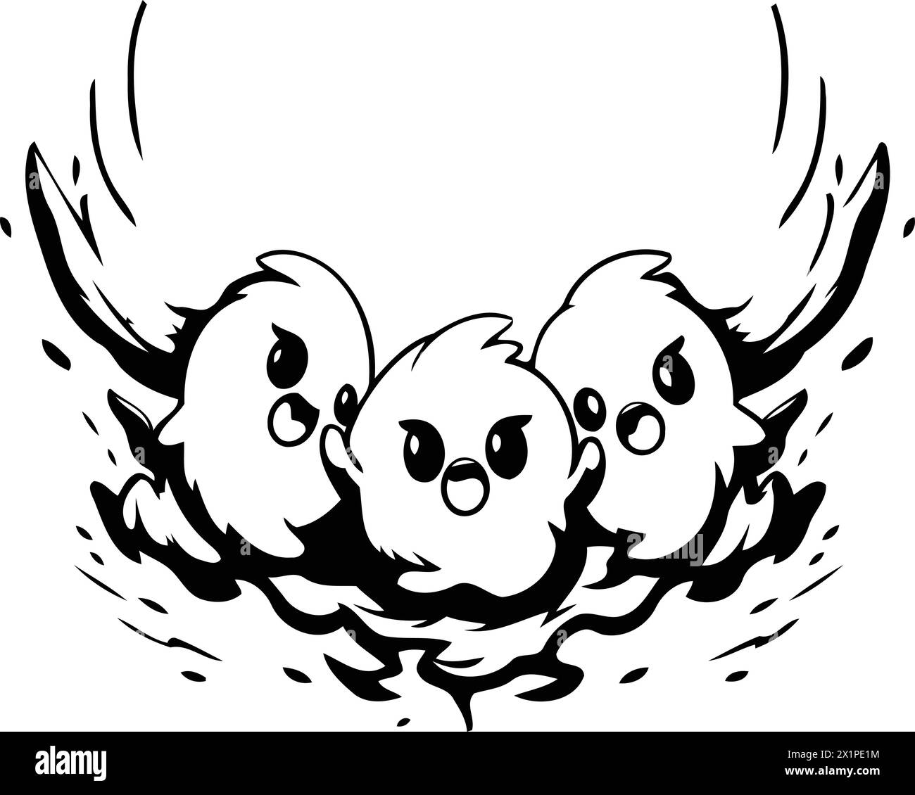 Illustration of a cute baby bird in the nest. Vector illustration. Stock Vector