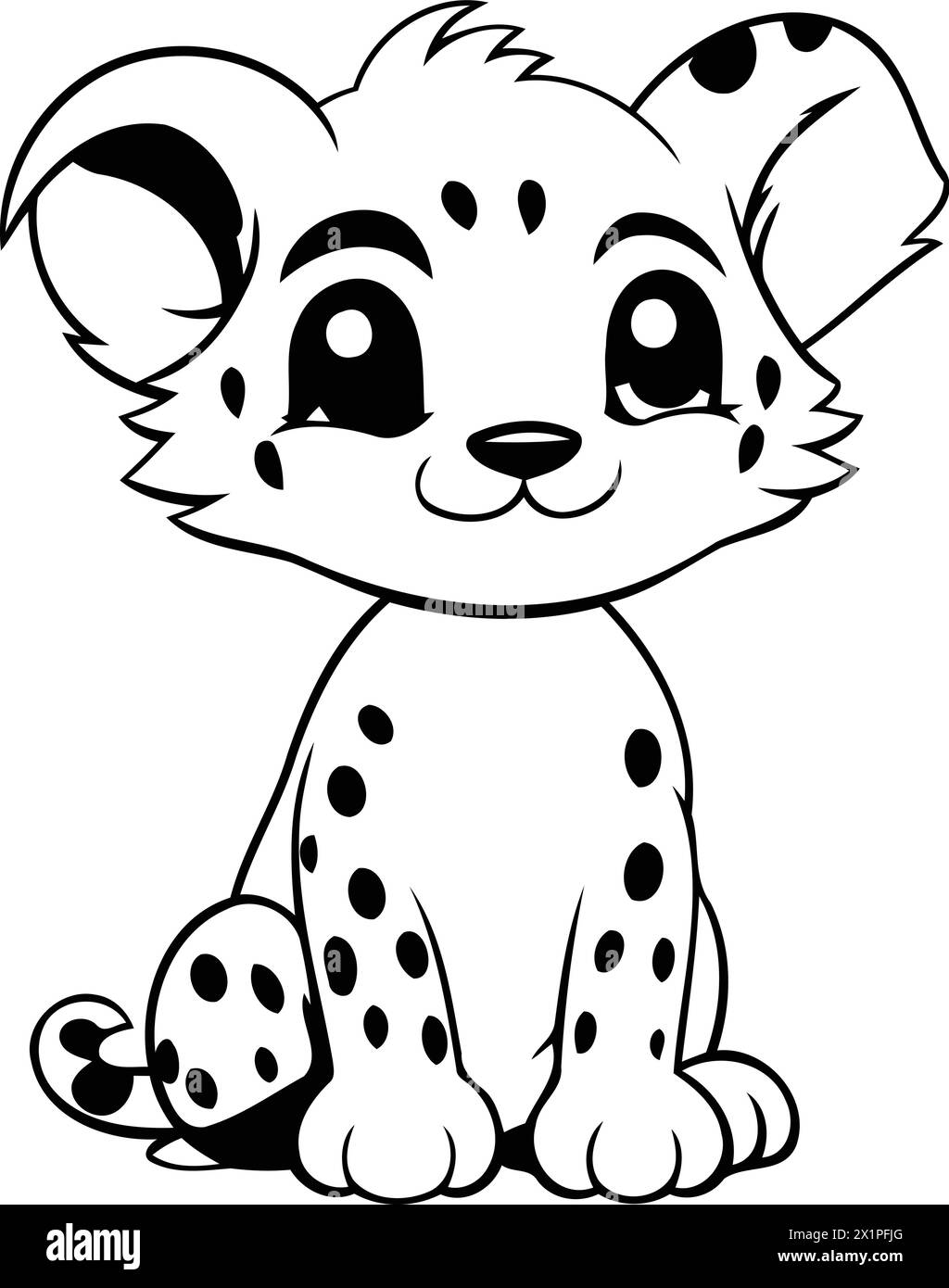 Cheetah sitting on the ground. Cute cartoon vector illustration Stock