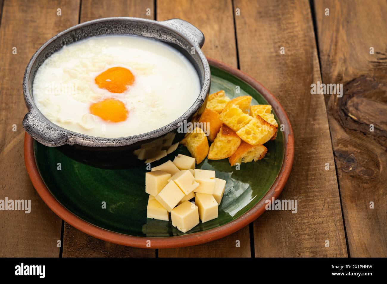 Changua is a typical breakfast from Bogota, the capital of Colombia Stock Photo