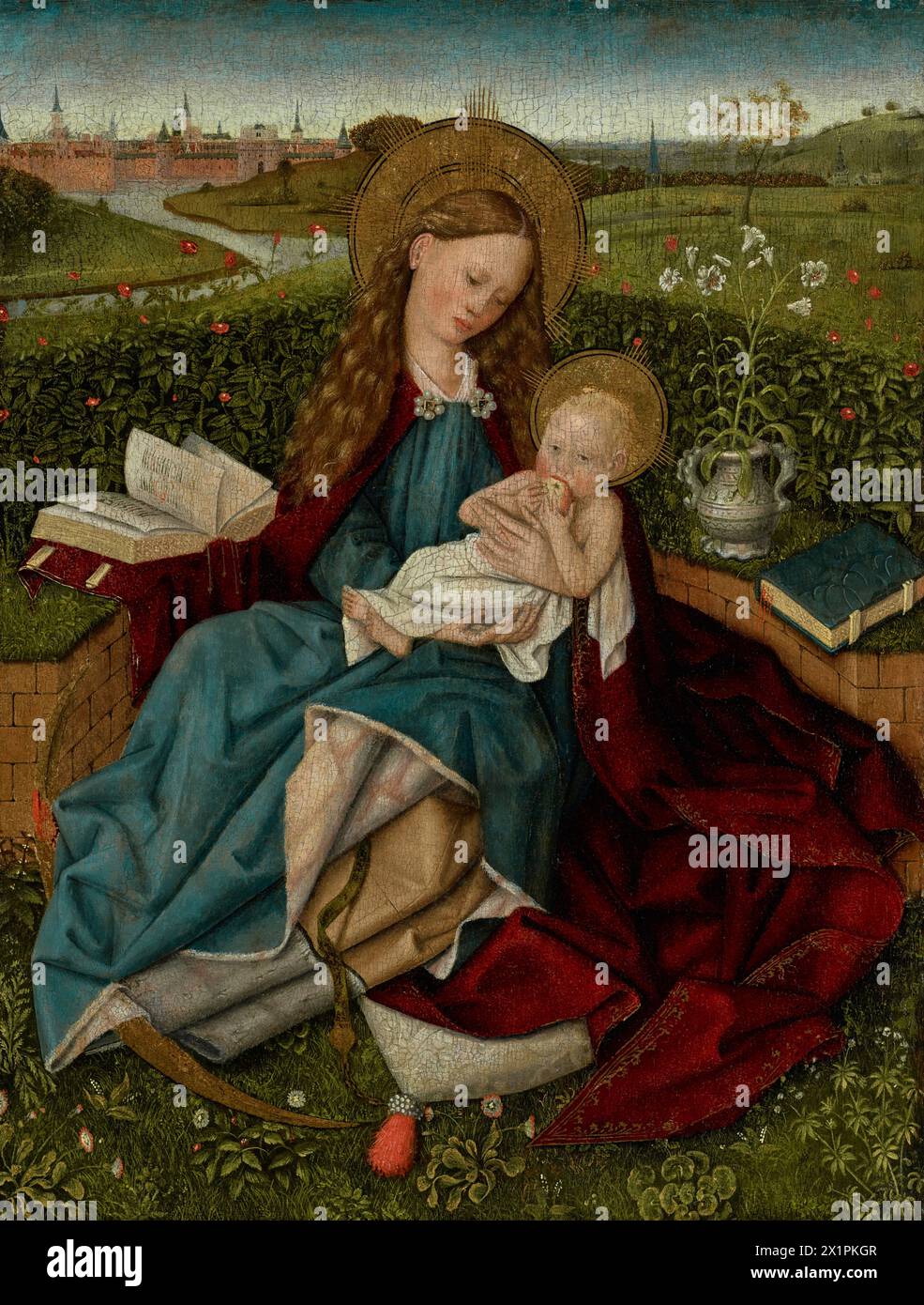 Painting of the Madonna of Humility by Dutch painter Robert Campin netherlandish style art artwork classic masterpiece Stock Photo